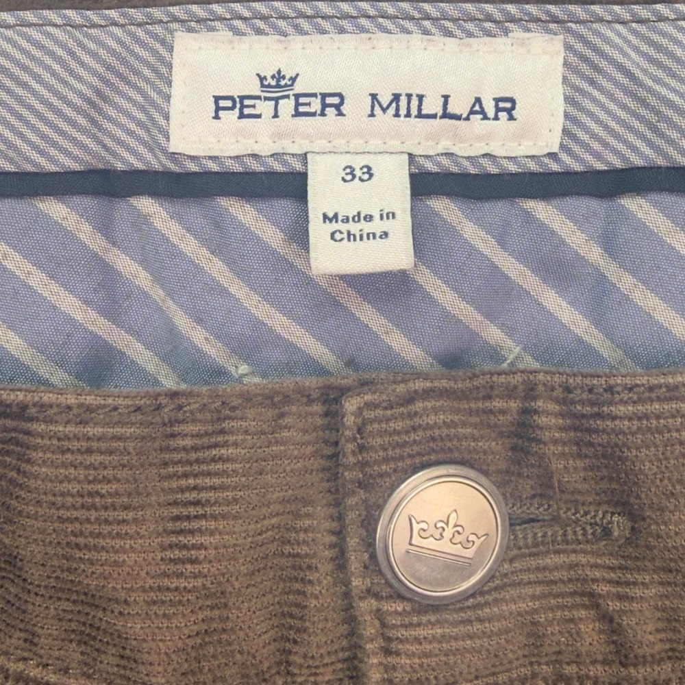 Peter Millar Corduroy Pants 33 Brown Crown Five Pocket Cotton Modal Stretch - Picture 2 of 10